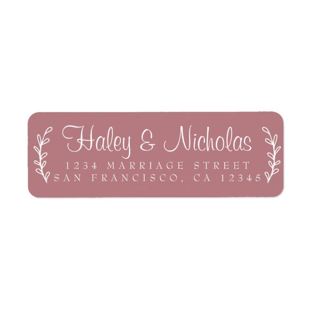 Étiquette Chic Script Rustic Foliage Mariage Adresse de reto (Devant)