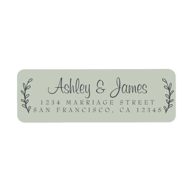 Étiquette Chic Script Rustic Foliage Mariage Adresse de reto (Devant)
