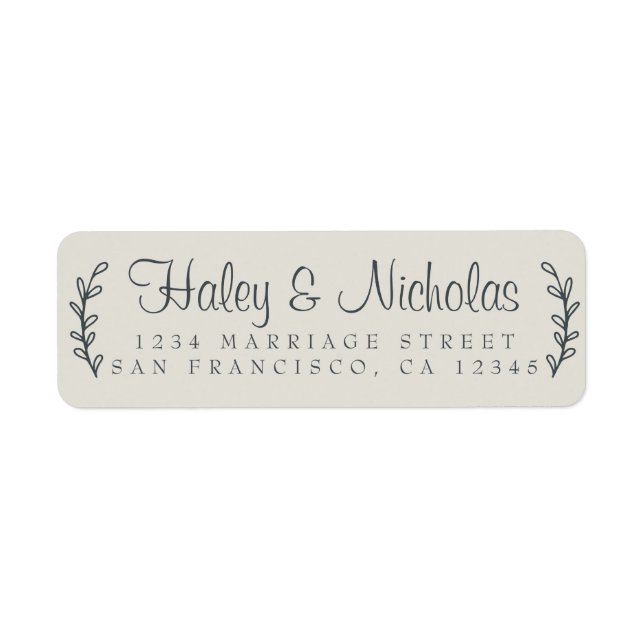 Étiquette Chic Script Rustic Foliage Mariage Adresse de reto (Devant)