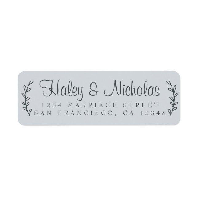 Étiquette Chic Script Rustic Foliage Mariage Adresse de reto (Devant)