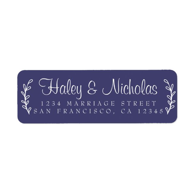 Étiquette Chic Script Rustic Foliage Mariage Adresse de reto (Devant)