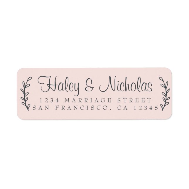Étiquette Chic Script Rustic Foliage Mariage Adresse de reto (Devant)