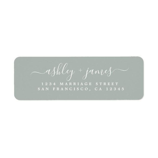 Étiquette Chic Script Storm Grey Mariage Adresse de retour (Devant)
