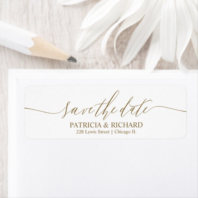 Étiquette Chic Script Wedding Enregistrer L'Adresse Date Ret (En situation)