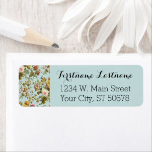 Étiquette Chic Vintage Pastel Rose Flower Art Motif