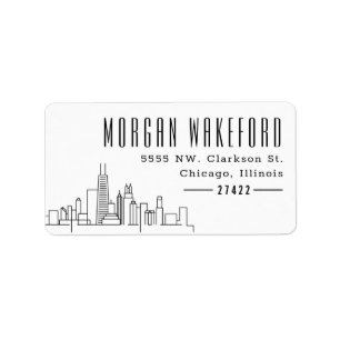 Étiquette Chicago, Illinois Deco Skyline Large