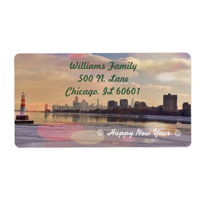 Étiquette Chicago Skyline (Devant)