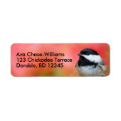 Étiquette Chickadee Songbird à carreaux noirs sur pommier (Devant)