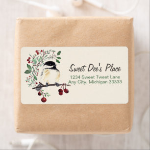 Étiquette Chickadee Watercolor Art Return Address Label
