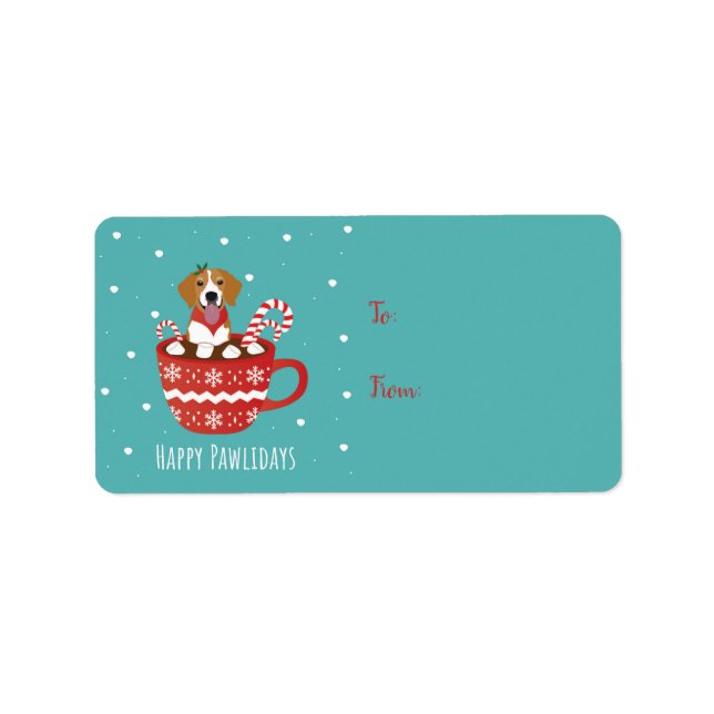 Étiquette Chien beagle Joyeux Pawlidays (Devant)