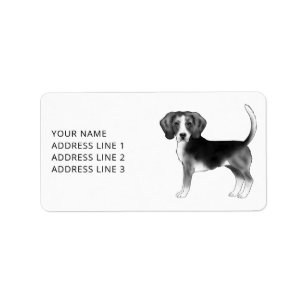Étiquette Chien Beagle Mignon En Noir Et Blanc Et Texte Pers
