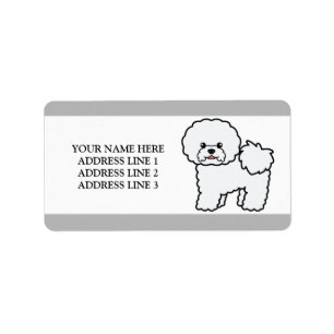 Étiquette Chien Bichon Frise Blanc Et Texte Personnalisé