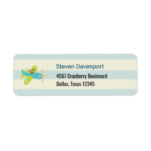 Étiquette Chien coquelicot dans un jouet avion mignon