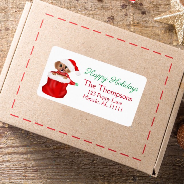 Étiquette Chien De Chien À Chien À Père Noël Sac De  Joyeux  (Créateur téléchargé)