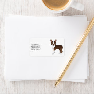 Étiquette Chien de dessin animé Boston Terrier marron et bla