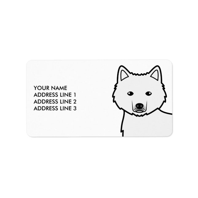 Étiquette Chien de dessin animé Malamute blanc d'Alaska & Te (Devant)