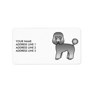 Étiquette Chien de dessin animé mignon Caniche jouet gris &