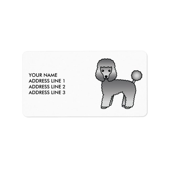 Étiquette Chien de dessin animé mignon Caniche jouet gris &  (Devant)