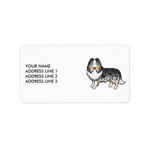 Étiquette Chien de dessin animé Shetland Sheepdog Blue Merle