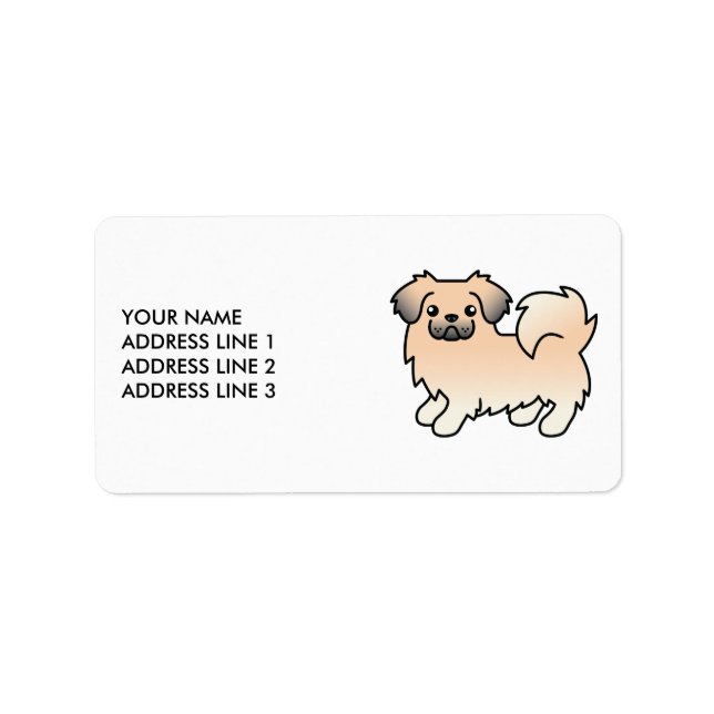 Étiquette Chien de dessin animé Tibetan Spaniel sable crème  (Devant)
