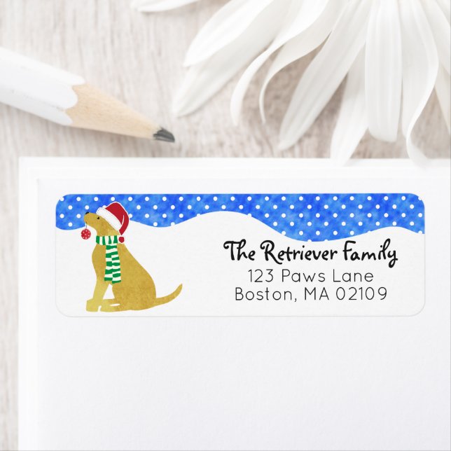 Étiquette Chien de vacances Noël Golden Retriever (En situation)