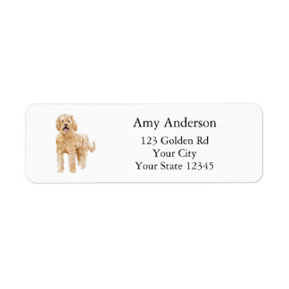 Étiquette Chien Goldenlabradoodle à l'aquarelle Adresse de r
