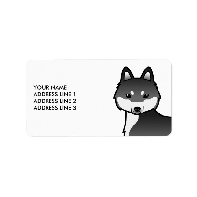 Étiquette Chien Klee Kai d'Alaska noir et blanc & Texte pers (Devant)