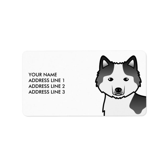 Étiquette Chien Malamute d'Alaska Piebalde Noir & Texte Pers (Devant)