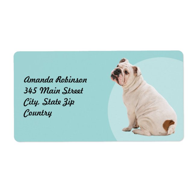 Étiquette Chien mignon blanc taureau (Devant)