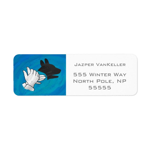 Étiquette Chien Ombré sur bleu (Devant)