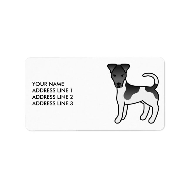 Étiquette Chien Terrier Fox Lisse Noir Et Blanc & Texte (Devant)