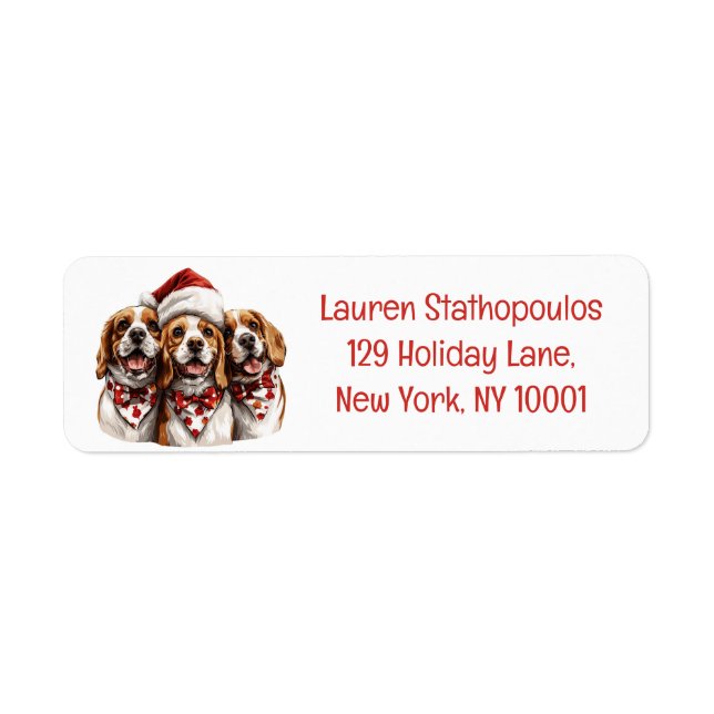 Étiquette Chiens Beagle de Noël (Devant)