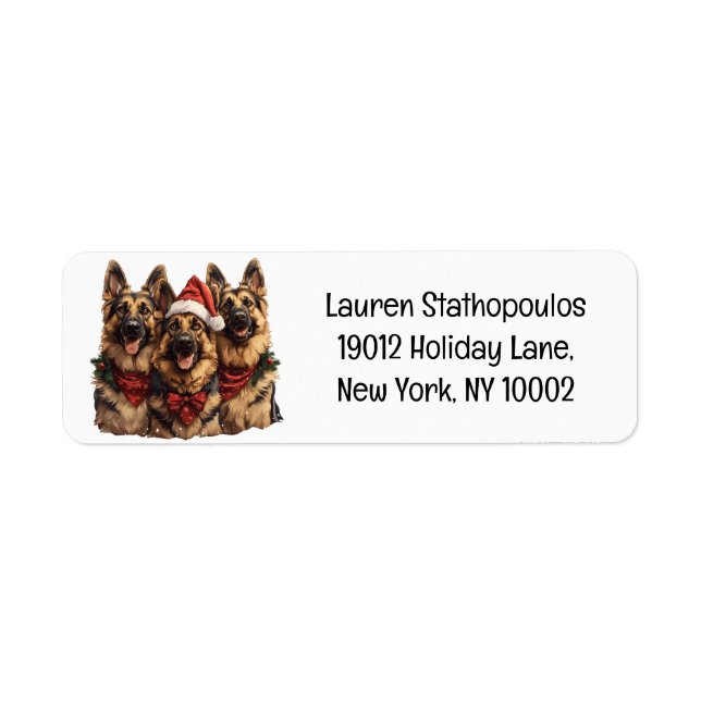 Étiquette Chiens bergers allemands de Noël (Devant)