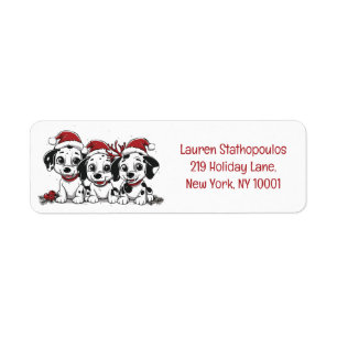 Étiquette Chiens dalmates de Noël