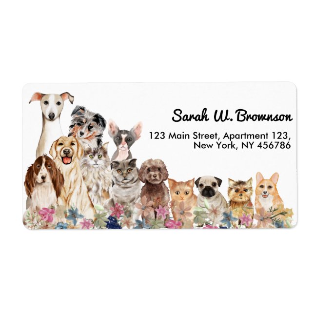 Étiquette Chiens de chats blancs Animaux de compagnie (Devant)