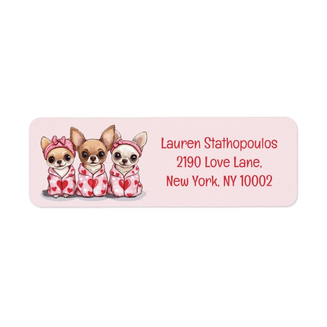 Étiquette Chiens de Chihuahua de la Saint-Valentin (Devant)