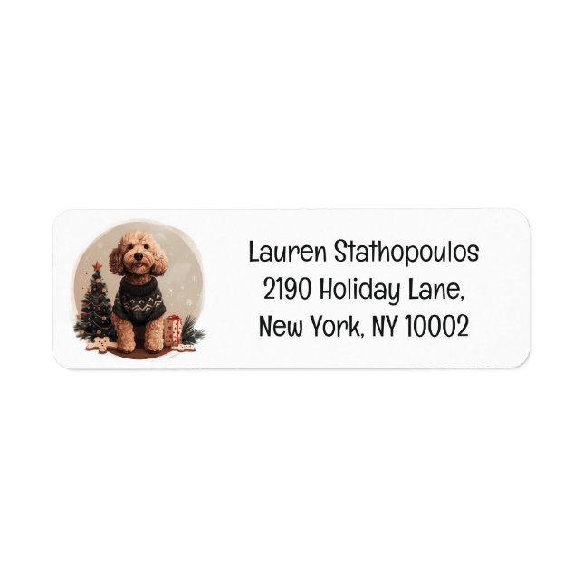Étiquette Chiens de chiot de Noël Goldendoodle (Devant)