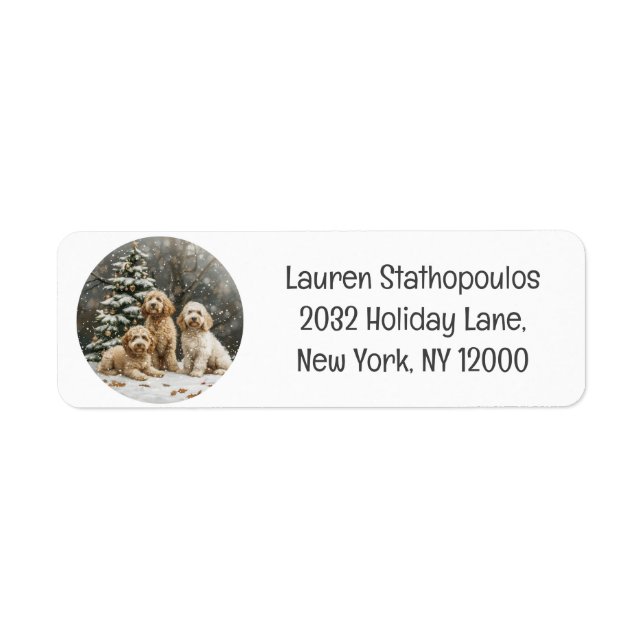 Étiquette Chiens de chiot de Noël Goldendoodle (Devant)