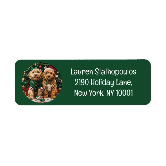 Étiquette Chiens de chiot de Noël joli Goldendoodle (Devant)