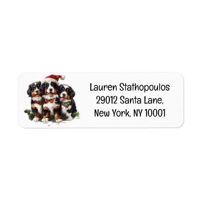 Étiquette Chiens de montagne bernois de Noël (Devant)