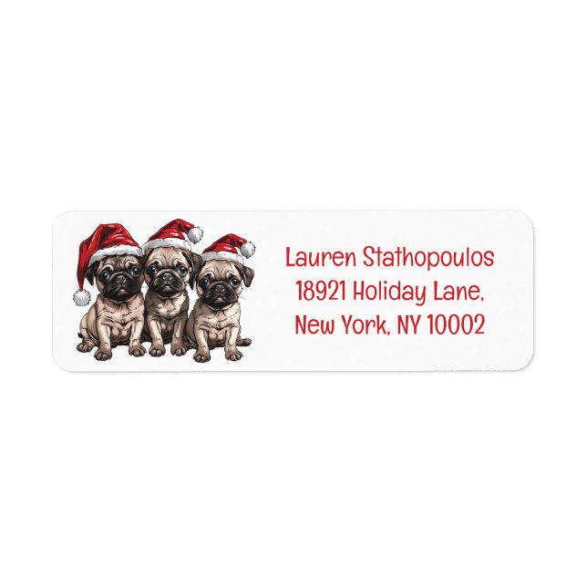 Étiquette Chiens de Noël Carlins Père Noël (Devant)