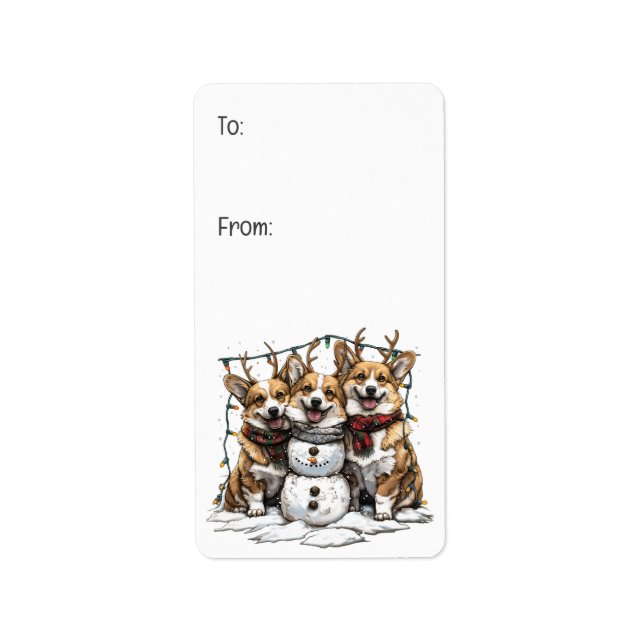 Étiquette Chiens de Noël Chiens de neige (Devant)