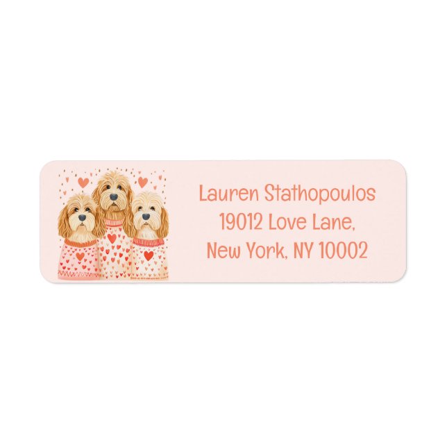 Étiquette Chiens de Valentine Goldendoodle (Devant)