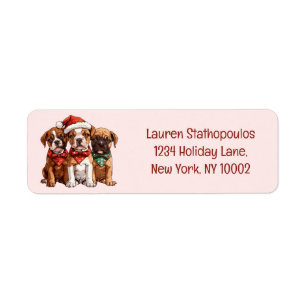 Étiquette Chiens en boîte de Noël