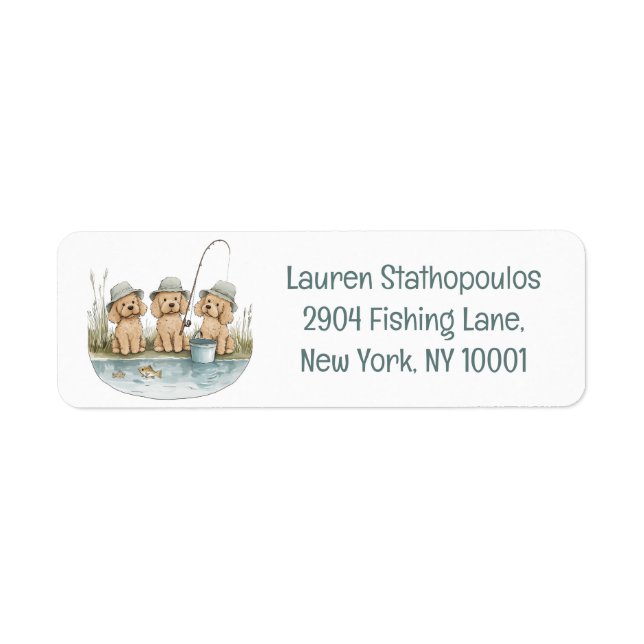Étiquette Chiens Goldendoodle à la pêche (Devant)