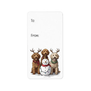 Étiquette Chiens Goldendoodle de Noël