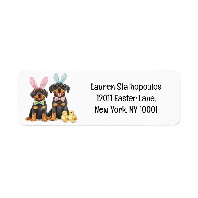 Étiquette Chiens Rottweiler de Pâques Oreilles de Lapin (Devant)