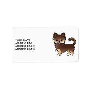 Étiquette Chihuahua à robe longue chocolat et fauve Chien mi