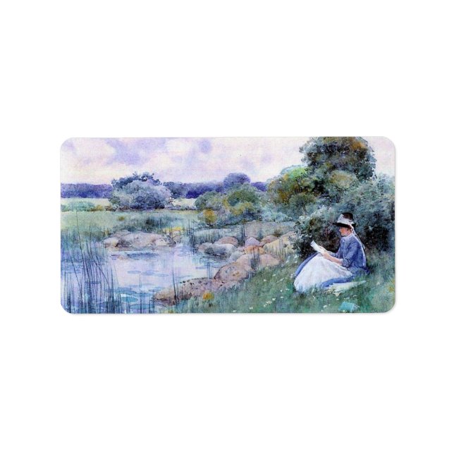 Étiquette Childe Hassam - Une femme en train de lire (Devant)