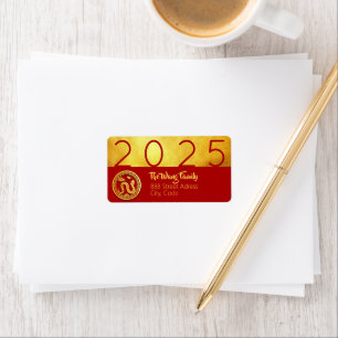 Étiquette Chinois serpent du Nouvel An 2025 Red Gold AddLab
